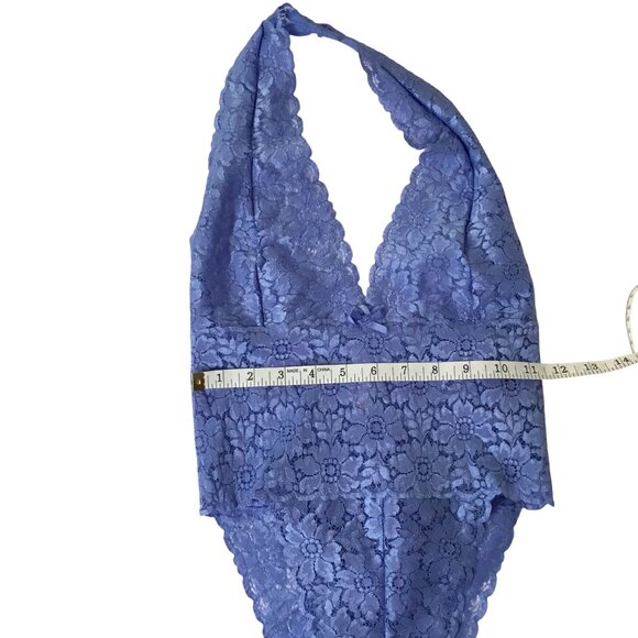 VICTORIA’S SECRET Blue Lace Halter Teddy Women’s Bodysuit Lingerie M Retro Y2K - Picture 5 of 8